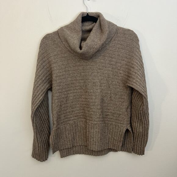 Anthropologie Sweaters - Moth‎ By Anthropologie Cowl Neck Ribbed Sweater size XS Brown/tan